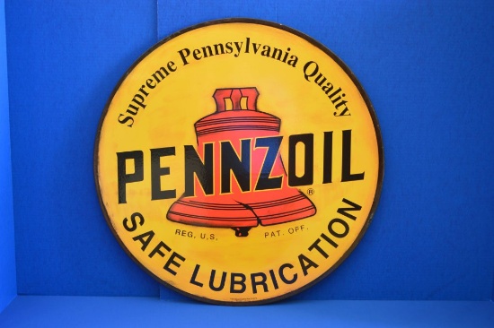 Pennzoil Safe Lubrication Round Metal Sign - 30" Diameter