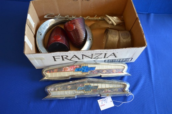 1955 Chevrolet Parts: Emblems, Scripts, Tail Light Lenses And Head Light Be