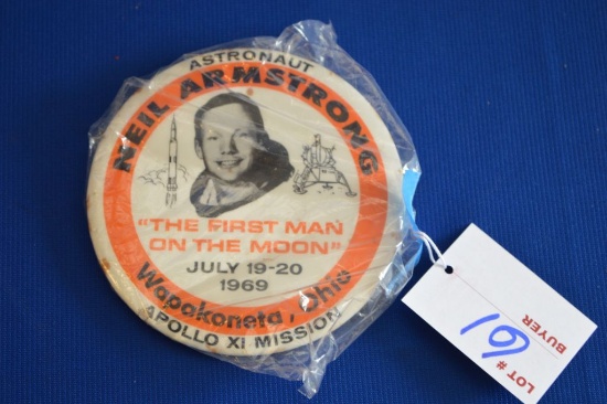 1969 Neil Armstrong Metal Button, Wapakoneta, Ohio