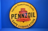 Pennzoil Safe Lubrication Round Metal Sign - 30