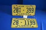 2 - 1961 Florida License Plates - Not Matching