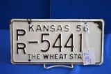 1956 Kansas License Plate - Nos