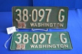 Pair Of Matching 1951 Washington State License Plates