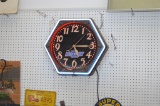 Old Black Metal Case Electric Neon Chevrolet Clock - Works!
