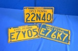 3 - Penna State License Plates From 54, 55, 56