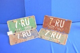 Group Of 4 License Plates: 7-ru Ohio - 1961, 1962, 1963, 1964