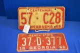 1966 Nebraska & Georgia License Plates