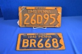 2 - 1941 Penna State License Plates - Not Matching