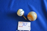 Pair Of Swirl Marble Gear Shift Knobs, Different Sizes