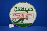 Sinclair Pennsylvania Motor Oil Round Porcelain Single Sided Sign - 11