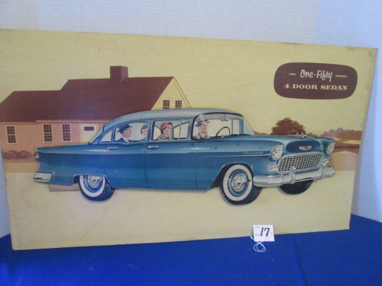 Vintage Chevrolet 4 Door Sedan Relief Cardboard Dealer Display 32" X 18"