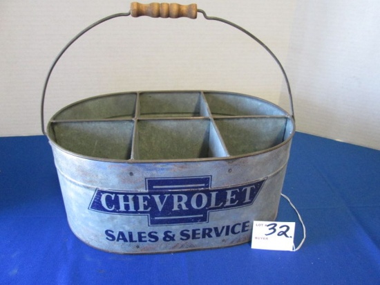 Galvanized Chevrolet Sales And Service Bucket/carrier 12" Long, 8" Wide, 11