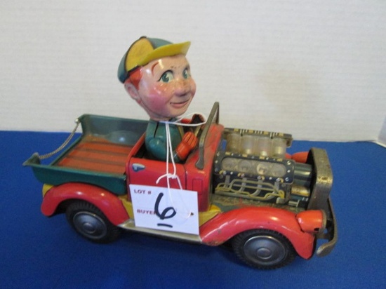 Vintage Tin Battery Operated Made In Japan Truck & Driver 9.25" Long