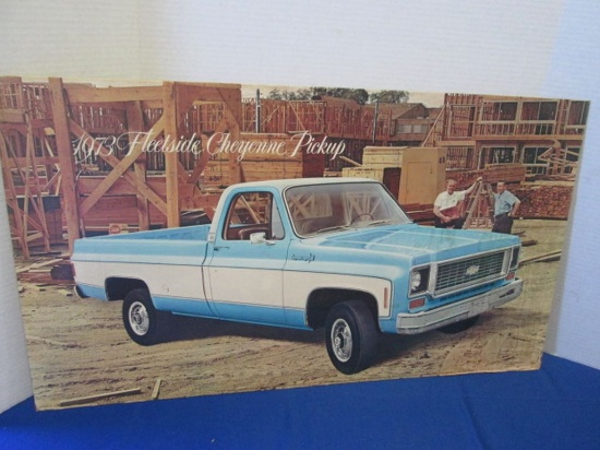 Vintage 1973 Fleetside Cheyenne Pickup Truck Cardboard Dealer Display Sign