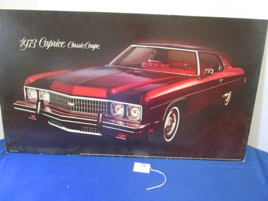 Vintage 1973 Caprice Classic Coupe Cardboard Dealer Display Sign 32" X 18"
