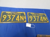 1948 Pair Pennsylvania License Plates