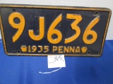 1935 Pennsylvania License Plate