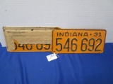 New Never Used Pair 1931 Indiana License Plate