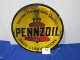 Supreme Pennsylvania Pennzoil Safe Lubrication Porcelain Sign 11.75