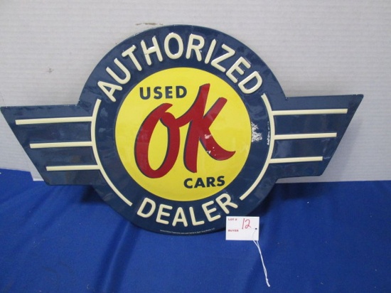 Ok Used Cars Authorized Dealer Metal Sign 21" X 12.25"