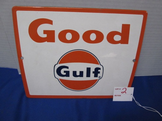 Good Gulf Porcelain Sign 11.25" X 8.5"