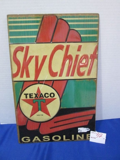 Texaco Sky Chief Gasoline Metal Sign 10" X 16"