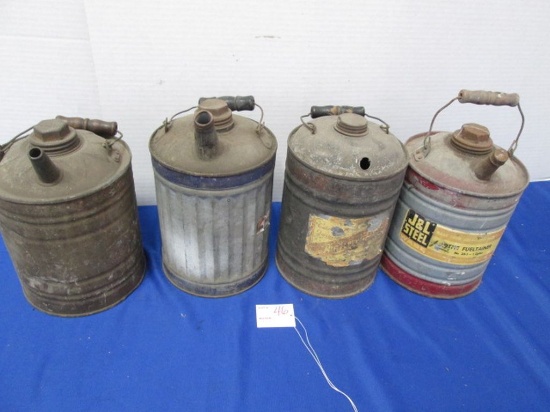 4 Vintage Gas Cans 1 Gallon J&l Steel, Others