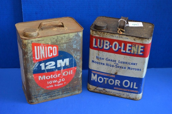Lub-o-lene Motor Oil 2-gallon Can & Unico 12m Motor Oil 2-gallon Can