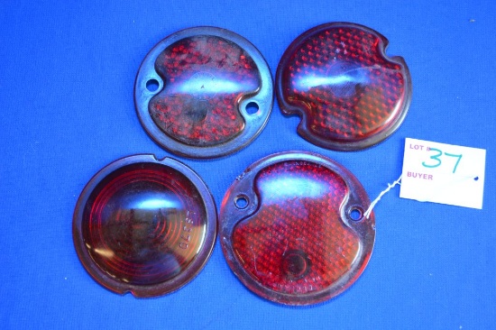 4 Round Red Glass Lenses