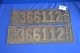 Pair Of 1921 Ohio License Plates