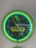 Polly Parrot Gas, Neon Lighted Wall Clock