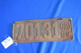 Ohio 1918 License Plate