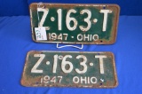 Pair Of 1947 Ohio License Plates