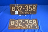 Pair Of 1926 Ohio License Plates