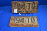 Pair Of 1942 Ohio License Plates