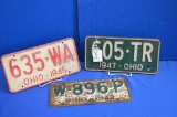 Group Of 3 1940's Ohio License Plates