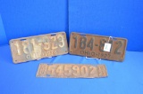 Group Of 3 1920's Ohio License Plates