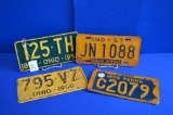 4 1950's License Plates Ohio, Indiana, Pennsylvania