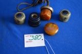 5 1920's Bakelite Cigar Lighters, 3 Caps, 1 Complete, 2 Cat's Eyes