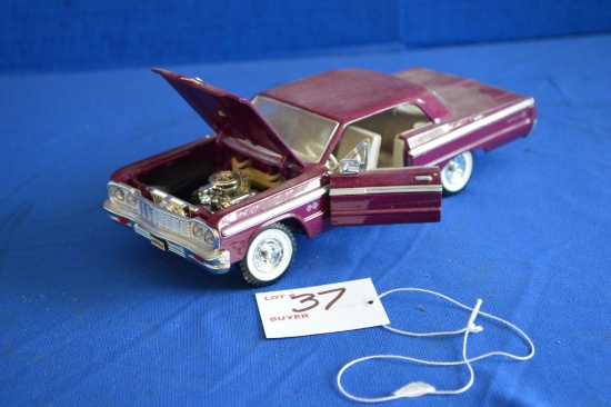1964 Chevrolet Impala Die Cast Car 1/24 Scale Purple