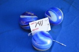 3 Onyx Blue Swirl Shifter Knobs