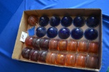 Lot Of 27 Glass Marker Light Lenses, 10 Blue, 10 Yellow, 6 Red, 1 Orange
