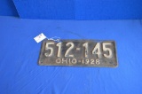 1928 Ohio License Plate