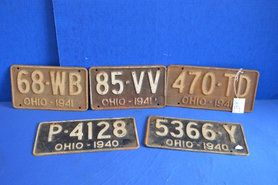 5 1940 & 1941 Ohio License Plates