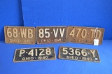 5 1940 & 1941 Ohio License Plates