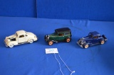 Lot Of 3 Die Cast Cars, 1/36 Scale, 1938 Chevrolet Master, 1933 Chevrolet 5