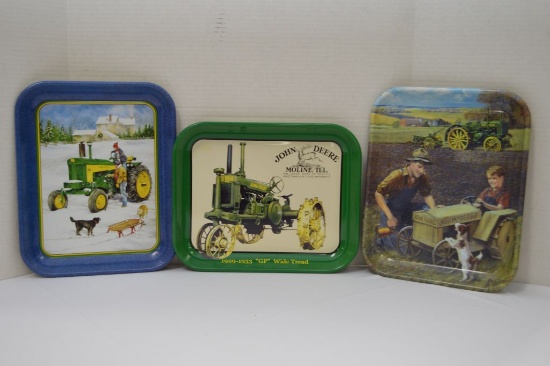 Group of 3 JD Metal Trays "Sleigh Ride w/ Daddy", 1929 - GPWT and "Big Whee