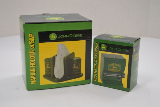 JD Napkin Holder w/ Salt and Pepper in Box and JD Toothpick Dispenser in Bo