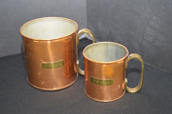 Pair of Copper & Brass Grain Cups