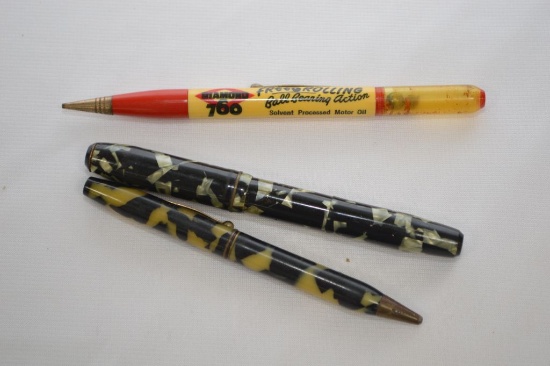 Waltham Quil Pen, Cavalier Pencil and Diamond 760 Ball Bearing Action Adver